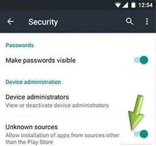 Enable unknown sources